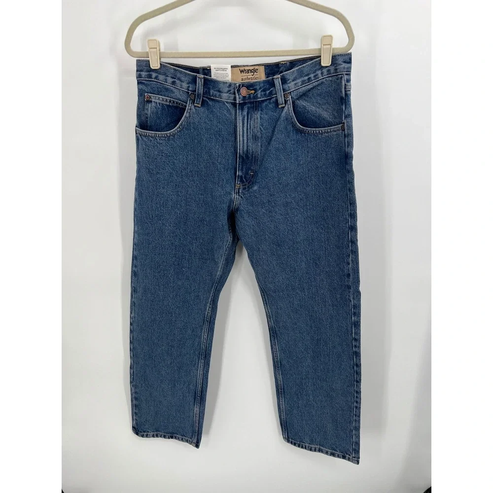 Wrangler Authentics Classic Straight Leg Jeans Blue Denim 10ZM100SW 34x28 NWT